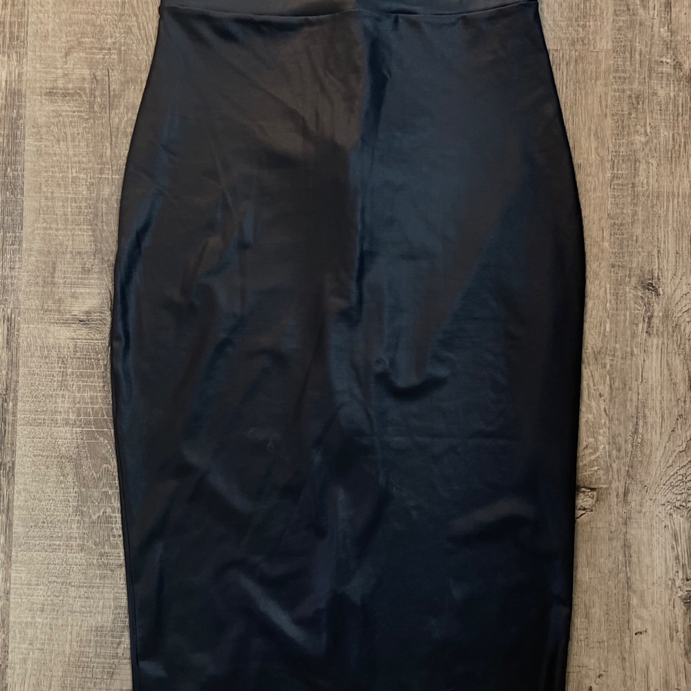 faux leather spandex pencil skirt